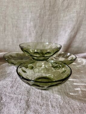 vintage MCM avocado green berry bowl set Hazel Atlas El Dorado